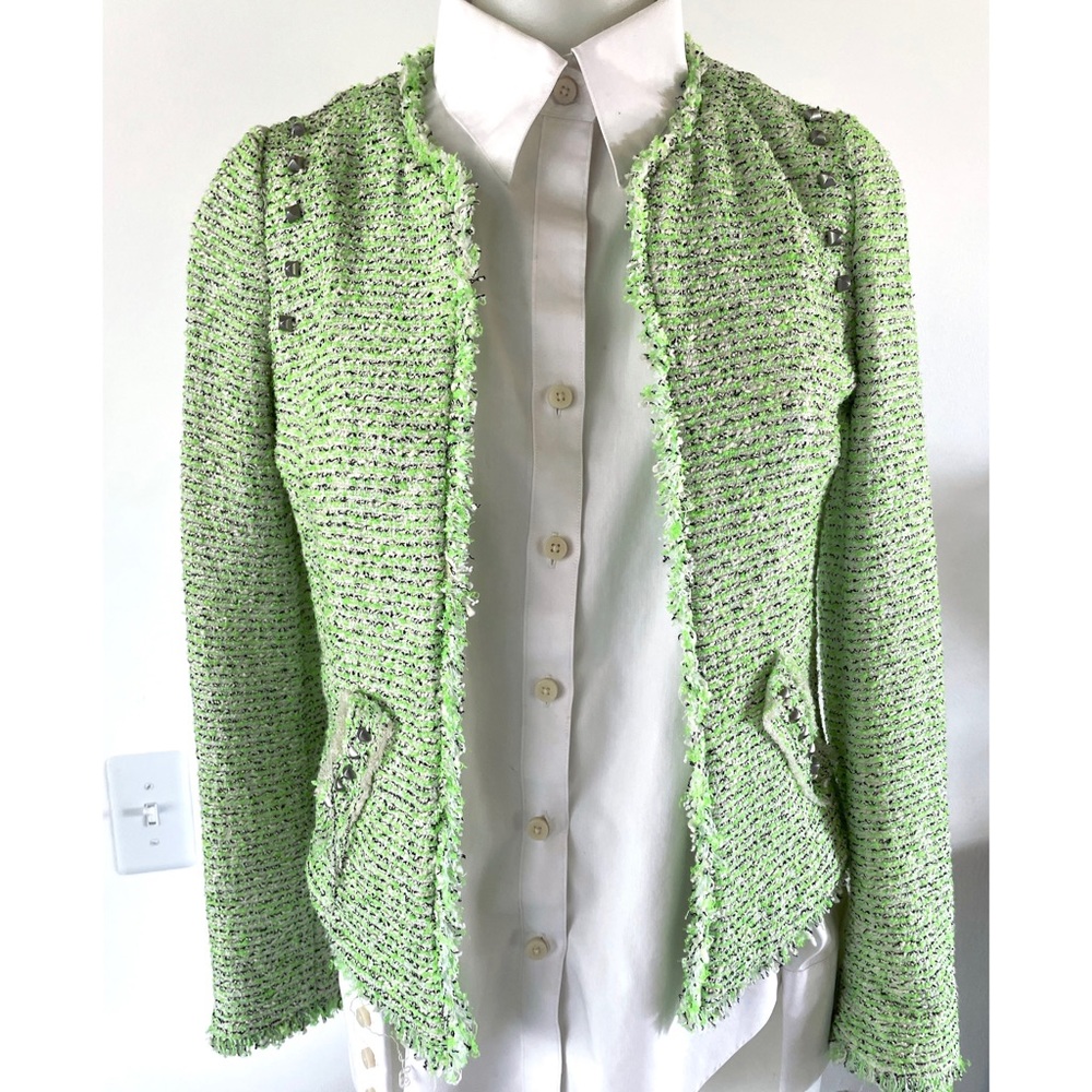 Zara short tweed jacket w/ silver studs size Small - Picture 4 of 4